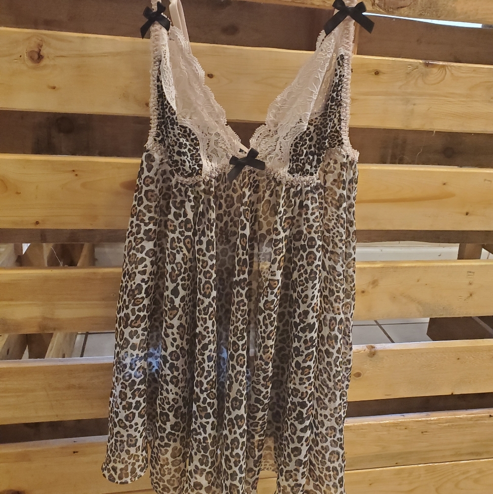 Cheetah Print Lace Open Back Teddy